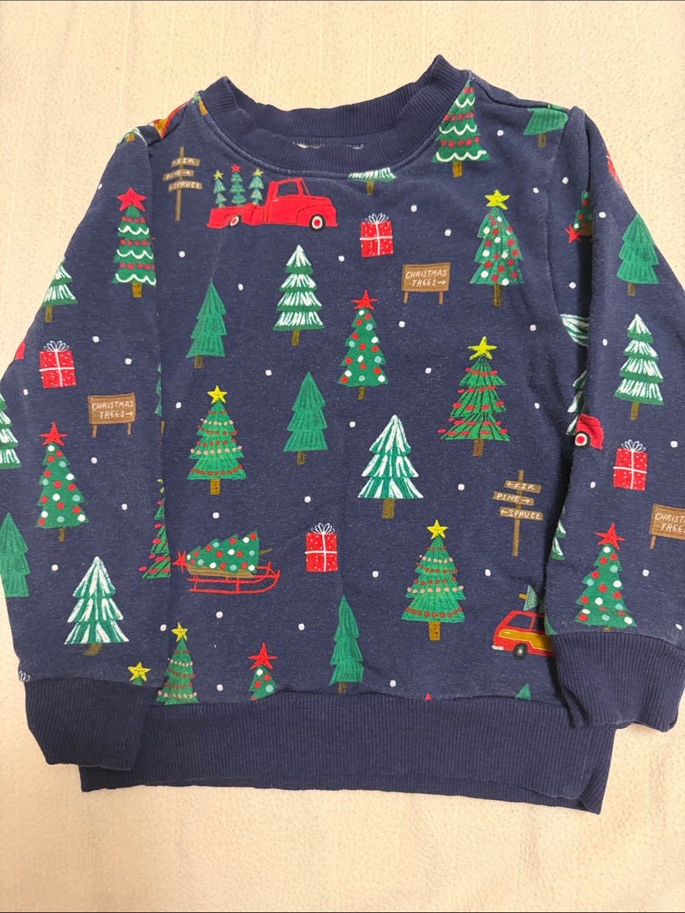 Little Sleepies Navy Holiday Tree & Red Truck Sweatshirt